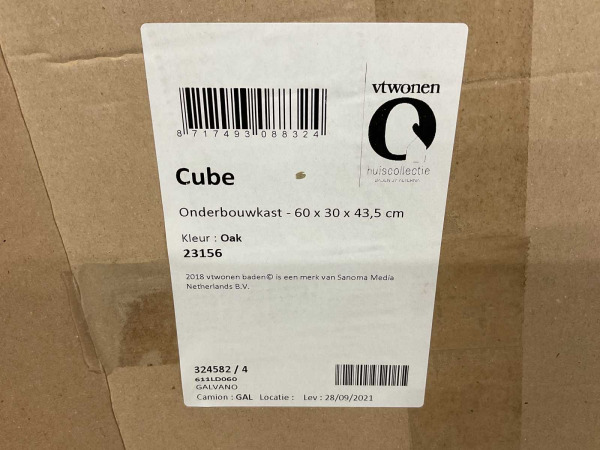 Vtwonen wastafelonderkast 60x30cm Cube eiken – foto 6 – kavel bij XL Auctions