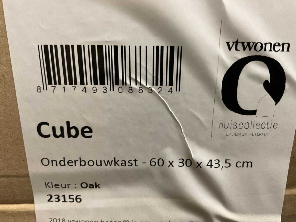Vtwonen wastafelonderkast 60x30cm Cube eiken – foto 7 – kavel bij XL Auctions