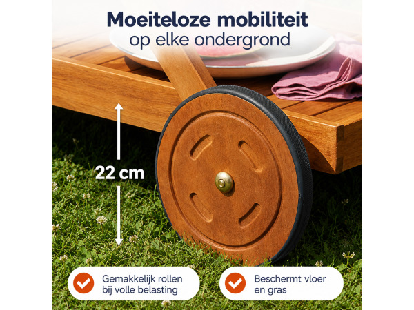 Serveerwagen van acaciahout met wielen – foto 3 – kavel bij XL Auctions