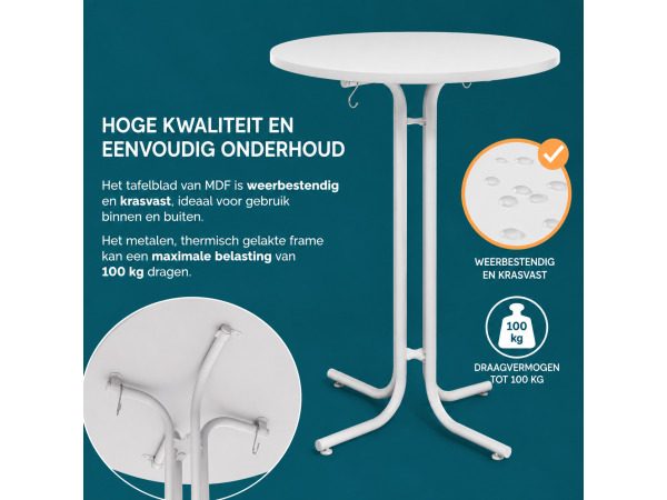 Inklapbare statafel Ø 80 x 110 cm - wit – foto 2 – kavel bij XL Auctions