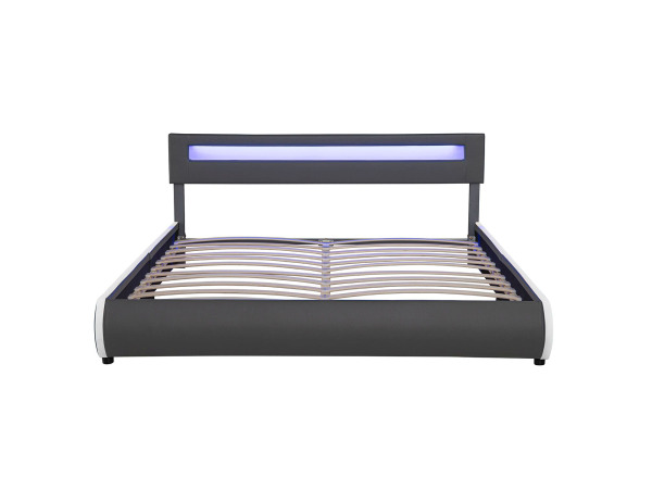 Gestoffeerd Bed - 180 x 200 cm - Grijs - LED Verlichting – foto 4 – kavel bij XL Auctions