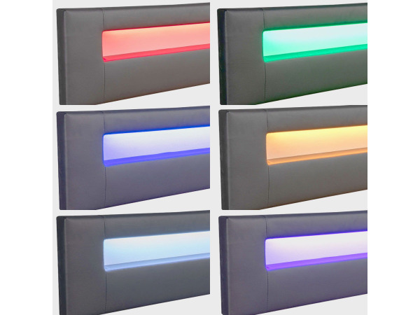 Gestoffeerd Bed - 180 x 200 cm - Grijs - LED Verlichting – foto 8 – kavel bij XL Auctions