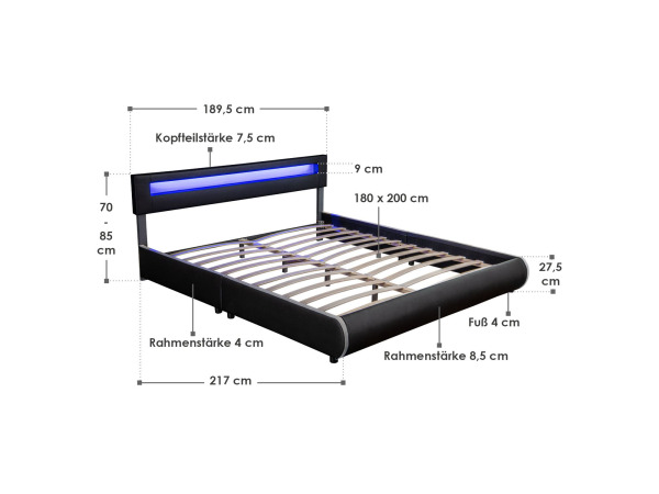 Gestoffeerd Bed Sevilla - 180 x 200 cm - Zwart – foto 14 – kavel bij XL Auctions