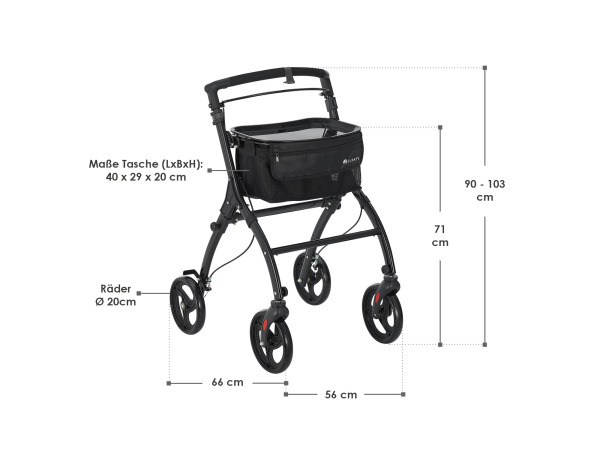 Aluminium Rollator Active - Zwart – foto 17 – kavel bij XL Auctions