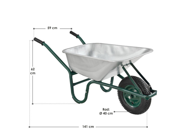 Kruiwagen 100 Liter - Luchtbanden - Zilver - Max. 210 KG – foto 11 – kavel bij XL Auctions