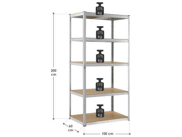 Stellingkast / magazijnrek - Basic - 200 x 100 x 60 cm – foto 20 – kavel bij XL Auctions