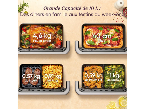 COSORI Airfryer 8-in-1 Dual Blaze TwinFry XXL 10L – foto 3 – kavel bij XL Auctions