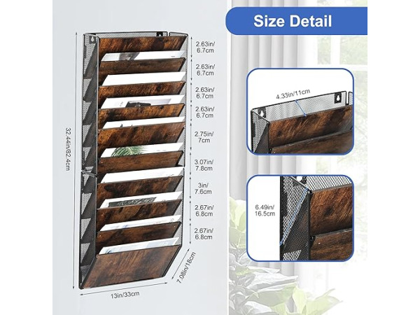 Hangende metalen documentenmap 10 houten vakken – foto 3 – kavel bij XL Auctions