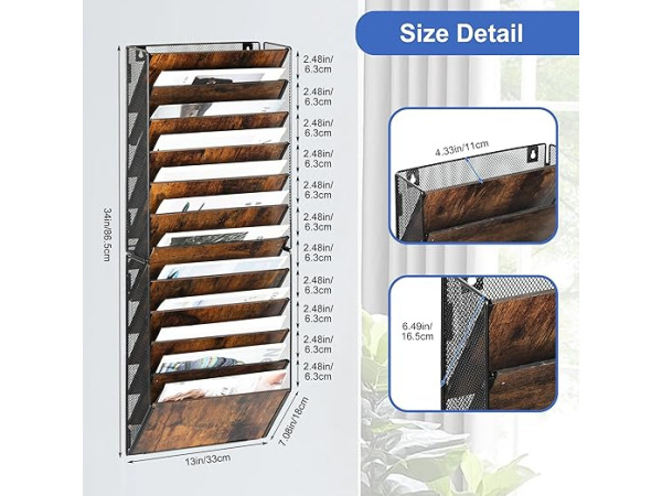 Hangende metalen documentenmap 12 houten vakken – foto 4 – kavel bij XL Auctions