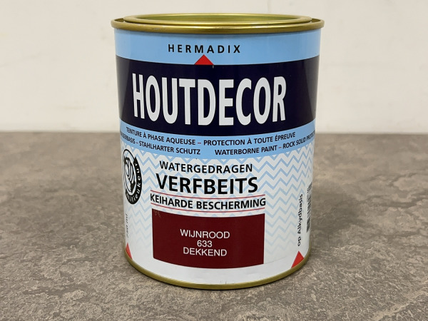 3x Hermadix verfbeits wijnrood 750ml Houtdecor – foto 2 – kavel bij XL Auctions
