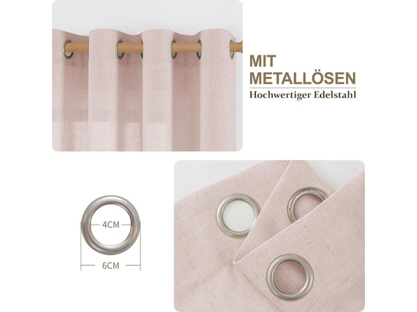 CUCRAF Gordijn linnen, met ringen, 140 x 245cm Oudroze – foto 3 – kavel bij XL Auctions