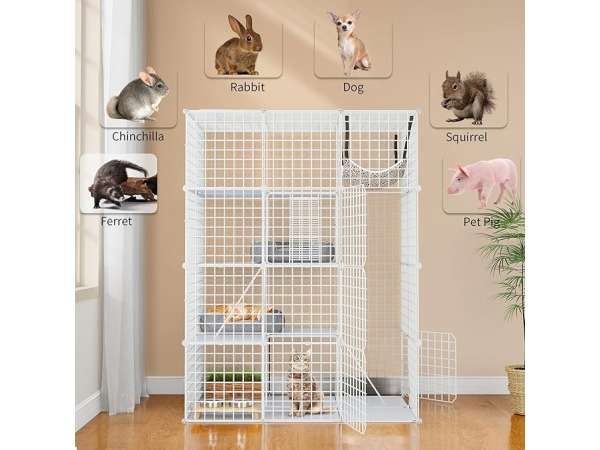 Grote dierenkooi metaal 4 niveaus (Metaal WIT) – foto 4 – kavel bij XL Auctions