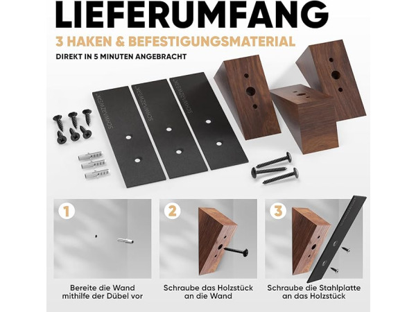 2x pack v 3 SCHWARZWERK Wandhaken – foto 3 – kavel bij XL Auctions