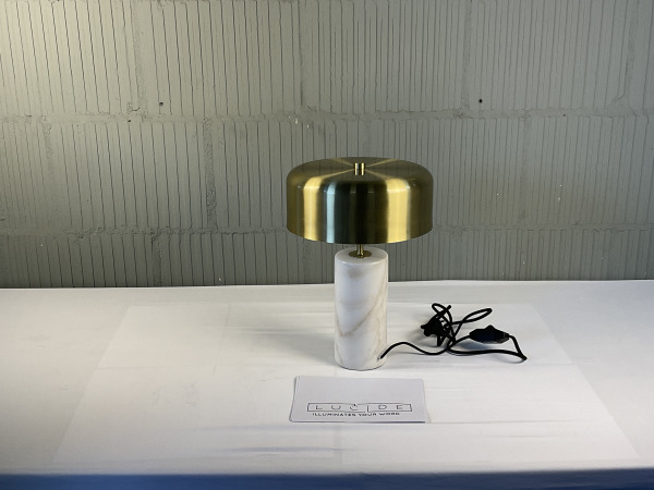 Lucide Mirasol tafellamp wit marmer met gouden kap – foto 3 – kavel bij XL Auctions