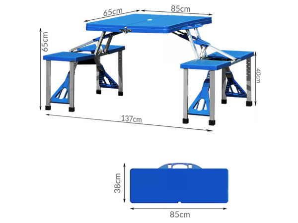 Opvouwbare campingtafel met 4 zitplaatsen - blauw – foto 3 – kavel bij XL Auctions