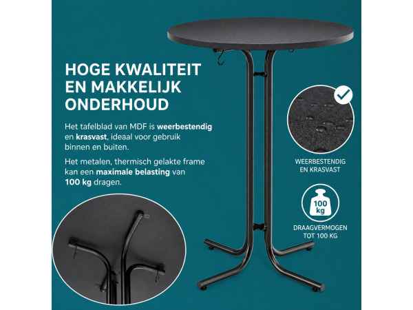 Inklapbare statafel Ø 80 x 110 cm - grijs – foto 2 – kavel bij XL Auctions