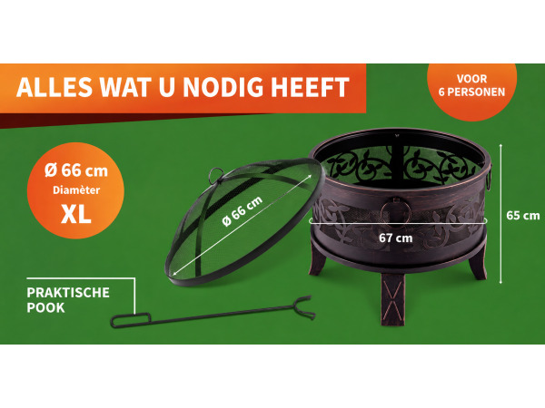Ronde vuurschaal Ø 66 cm - antieklook – foto 5 – kavel bij XL Auctions
