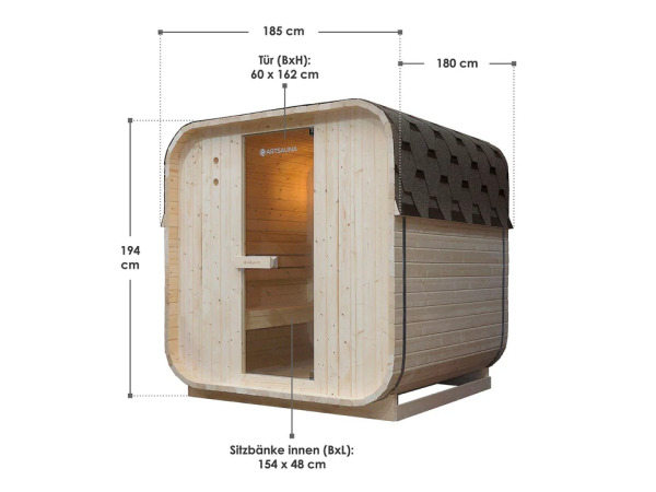 Vierkante barrelsauna Nolvik - incl. toebehoren - 180x185 x1 – foto 2 – kavel bij XL Auctions