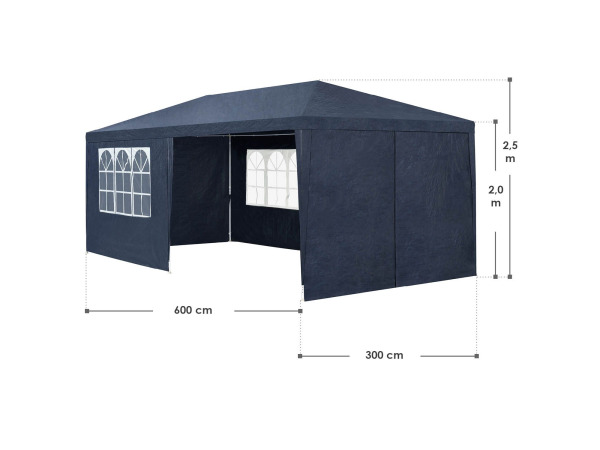 Partytent met zijwanden - 3x6 M - Blauw – foto 3 – kavel bij XL Auctions