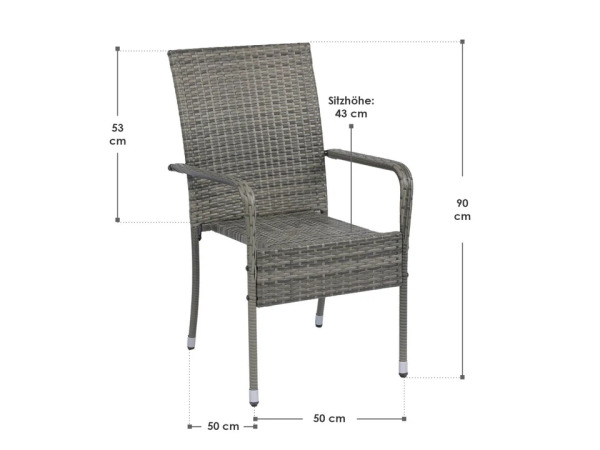 Polyrotan Tuinstoelen Yoro - 4-delig - Grijs - Stapelbaar – foto 14 – kavel bij XL Auctions