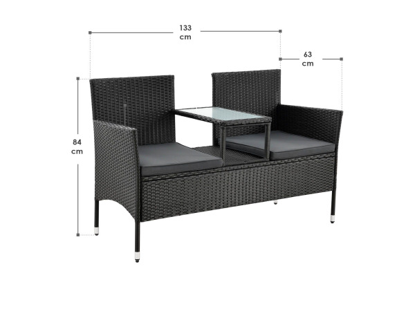 Tuinbank Monaco - Polyrotan zwart/grijs – foto 2 – kavel bij XL Auctions