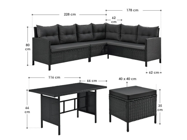 Loungeset Manacor - Polyrotan - Zwart – foto 6 – kavel bij XL Auctions