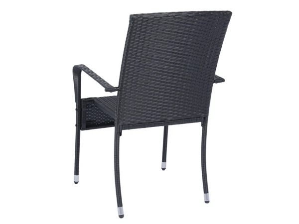 Polyrotan Tuinstoelen Yoro - 4-delig - Zwart - Stapelbaar – foto 4 – kavel bij XL Auctions