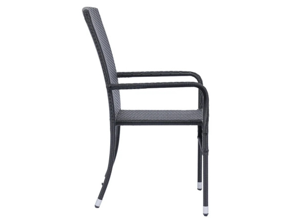 Polyrotan Tuinstoelen Yoro - 4-delig - Zwart - Stapelbaar – foto 5 – kavel bij XL Auctions