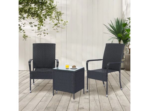Polyrotan Tuinstoelen Yoro - 4-delig - Zwart - Stapelbaar – foto 6 – kavel bij XL Auctions