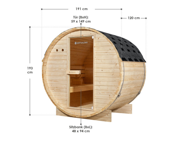 Barrelsauna Spitsbergen - 191x120x193 cm – foto 6 – kavel bij XL Auctions