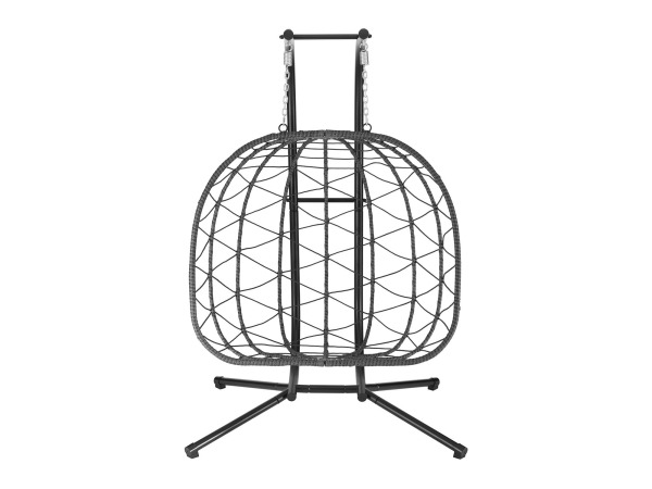 Polyrotan Dubbele Hangstoel - Donkergrijs - Incl. Onderstel – foto 4 – kavel bij XL Auctions