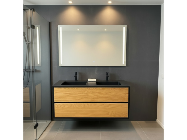 Casajoy Eiken badkamermeubel zwart RVS 120cm