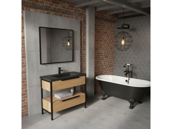 Casajoy Vrijstaand Eiken Badkamermeubel 100cm – foto 2 – kavel bij XL Auctions
