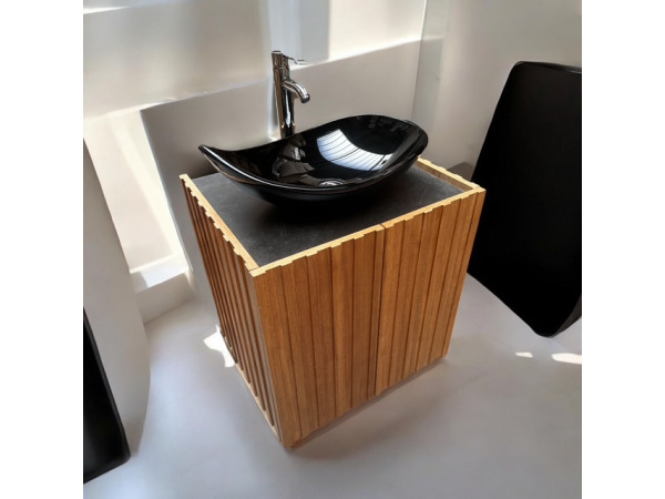 Casajoy Vrijstaand Eiken badkamermeubel 60cm – foto 3 – kavel bij XL Auctions