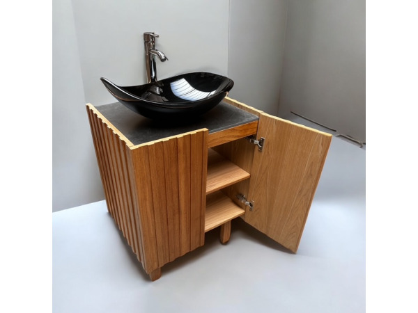 Casajoy Vrijstaand Eiken badkamermeubel 60cm – foto 4 – kavel bij XL Auctions