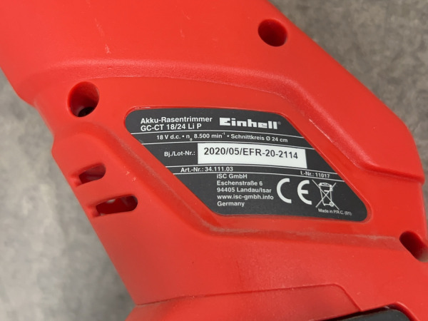 Einhell accu grastrimmer 18V body GC-CT 18/24 Li P Solo – foto 5 – kavel bij XL Auctions