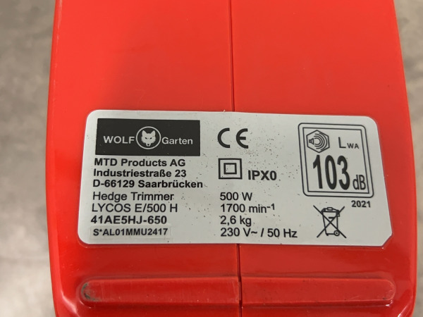 Wolf-Garten heggenschaar Lycos E/500 H – foto 5 – kavel bij XL Auctions