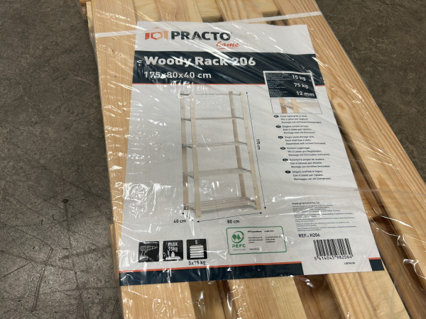 4x Practo houten opbergrek 175x80x40cm Woody Rack – foto 2 – kavel bij XL Auctions