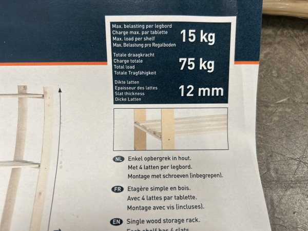 4x Practo houten opbergrek 175x80x40cm Woody Rack – foto 4 – kavel bij XL Auctions