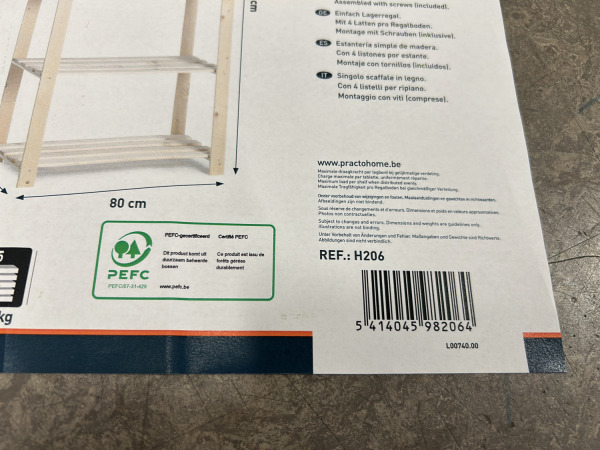 4x Practo houten opbergrek 175x80x40cm Woody Rack – foto 6 – kavel bij XL Auctions