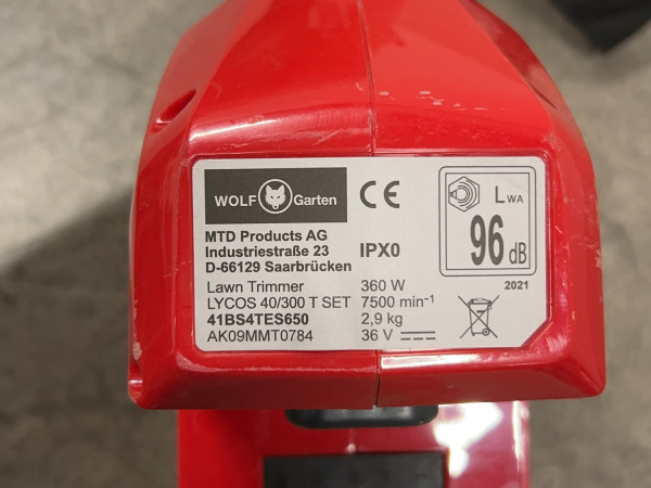 Wolf-Garten accu grastrimmer body Lycos 40/300 T – foto 10 – kavel bij XL Auctions
