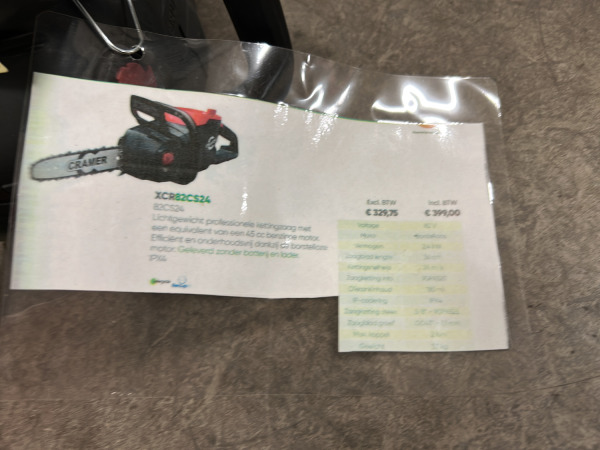 Cramer accu kettingzaag 82V body 82CS24 – foto 2 – kavel bij XL Auctions