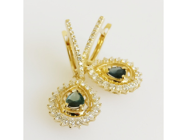 1.55ct Sapphire and Diamond Earrings – foto 2 – kavel bij XL Auctions