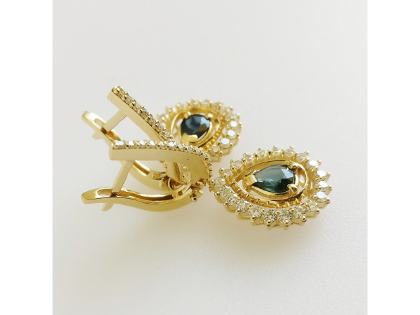 1.55ct Sapphire and Diamond Earrings – foto 3 – kavel bij XL Auctions