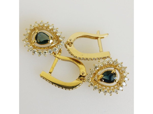 1.55ct Sapphire and Diamond Earrings – foto 4 – kavel bij XL Auctions