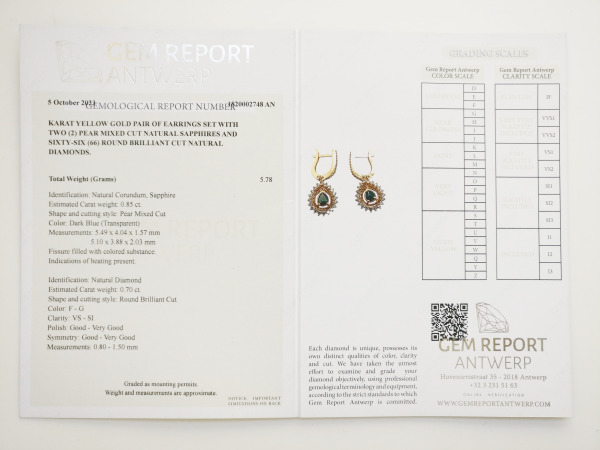 1.55ct Sapphire and Diamond Earrings – foto 7 – kavel bij XL Auctions