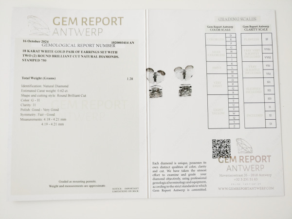 0.62ct Diamond Earrings – foto 7 – kavel bij XL Auctions