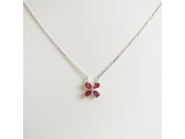 0.63ct Ruby and Diamond Necklace with Pendant