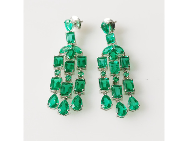 21.24ct Lab Grown Emerald Earrings