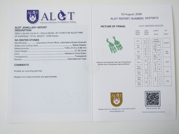 21.24ct Lab Grown Emerald Earrings – foto 2 – kavel bij XL Auctions
